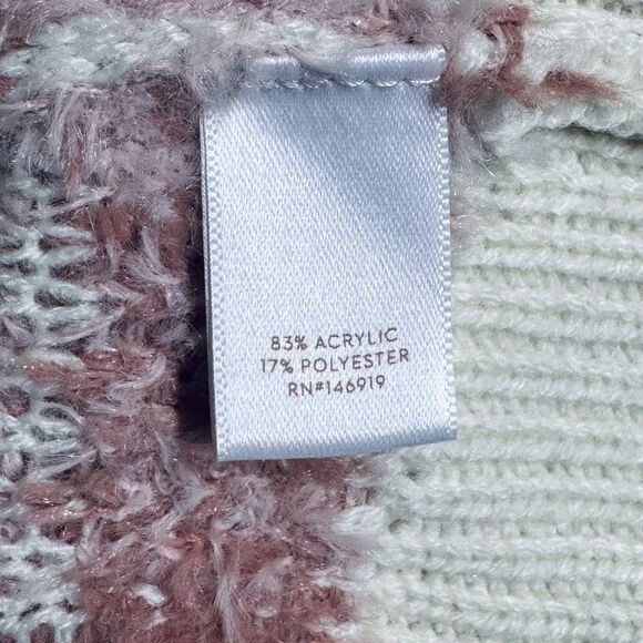 LC Lauren Conrad Women's L Pink / Cream Plaid Soft Plushy Cardigan Sweater - Picture 5 of 6